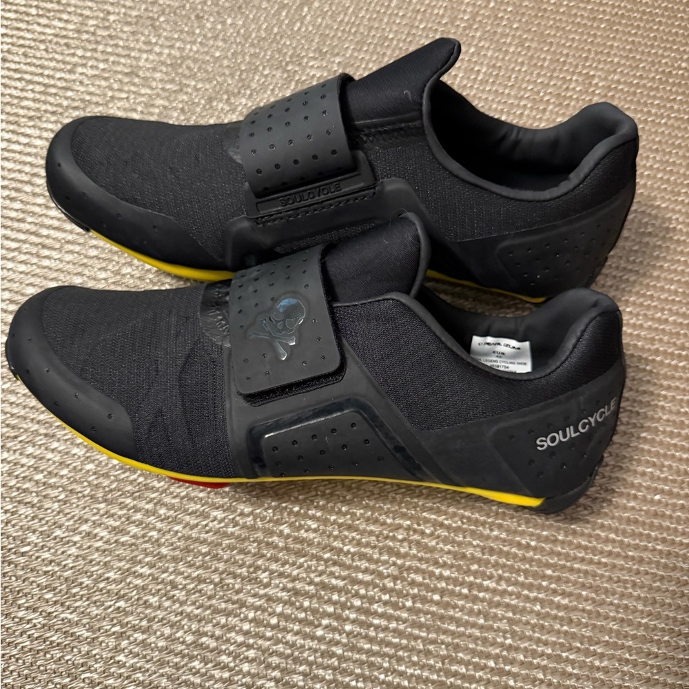 SoulCycle Black and Yellow Cycle Shoes with Velcro Strap